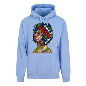 Artistic Kwanzaa Black Woman Afro 7 Principles Red & Green Unisex Surf Hoodie