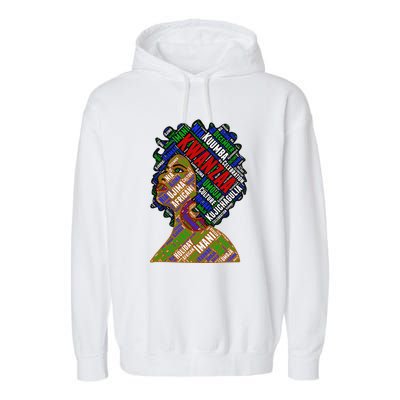 Artistic Kwanzaa Black Woman Afro 7 Principles Red & Green Garment-Dyed Fleece Hoodie