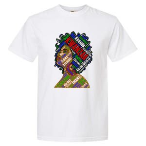 Artistic Kwanzaa Black Woman Afro 7 Principles Red & Green Garment-Dyed Heavyweight T-Shirt