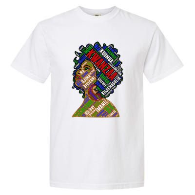 Artistic Kwanzaa Black Woman Afro 7 Principles Red & Green Garment-Dyed Heavyweight T-Shirt