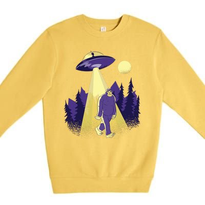 Aliens Kidnapping Bigfoot Premium Crewneck Sweatshirt