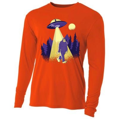 Aliens Kidnapping Bigfoot Cooling Performance Long Sleeve Crew