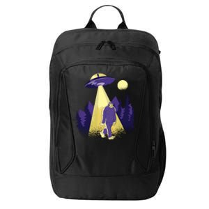 Aliens Kidnapping Bigfoot City Backpack