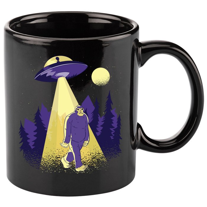Aliens Kidnapping Bigfoot 11oz C Handle Ceramic Mug