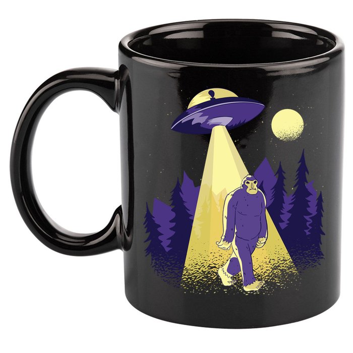 Aliens Kidnapping Bigfoot 11oz C Handle Ceramic Mug