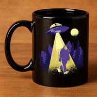 Aliens Kidnapping Bigfoot 11oz C Handle Ceramic Mug