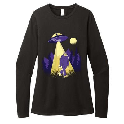 Aliens Kidnapping Bigfoot Womens CVC Long Sleeve Shirt