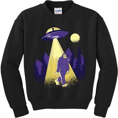Aliens Kidnapping Bigfoot Kids Sweatshirt