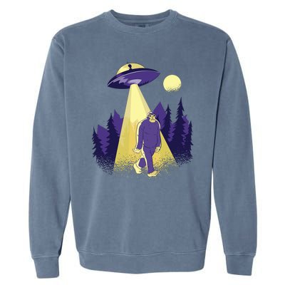 Aliens Kidnapping Bigfoot Garment-Dyed Sweatshirt