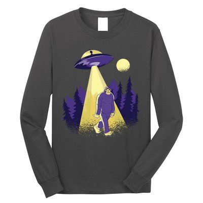 Aliens Kidnapping Bigfoot Long Sleeve Shirt