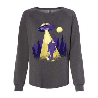 Aliens Kidnapping Bigfoot Womens California Wash Sweatshirt