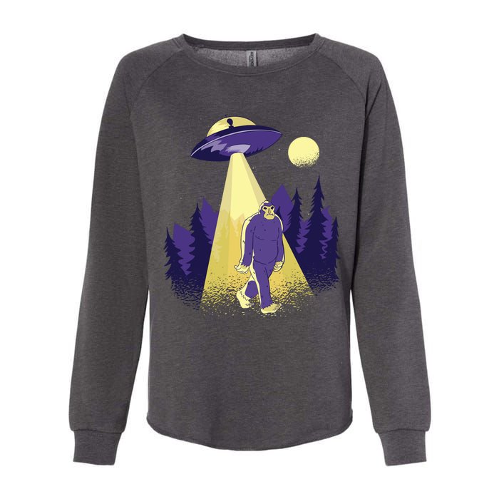 Aliens Kidnapping Bigfoot Womens California Wash Sweatshirt