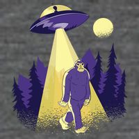 Aliens Kidnapping Bigfoot Womens T-Shirt