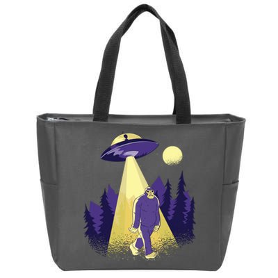 Aliens Kidnapping Bigfoot Zip Tote Bag