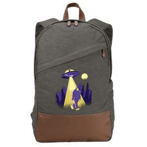 Aliens Kidnapping Bigfoot Cotton Canvas Backpack