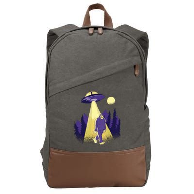 Aliens Kidnapping Bigfoot Cotton Canvas Backpack