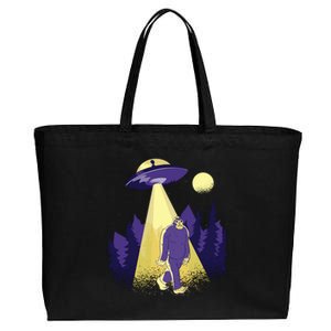 Aliens Kidnapping Bigfoot Cotton Canvas Jumbo Tote