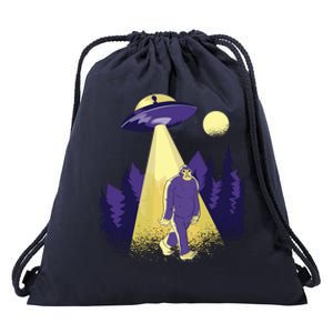 Aliens Kidnapping Bigfoot Drawstring Bag