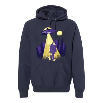 Aliens Kidnapping Bigfoot Premium Hoodie