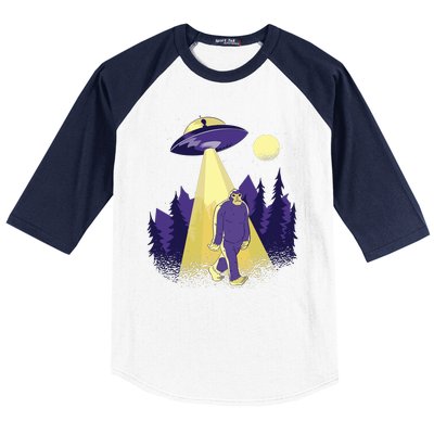 Aliens Kidnapping Bigfoot Baseball Sleeve Shirt