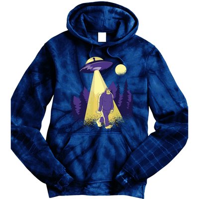 Aliens Kidnapping Bigfoot Tie Dye Hoodie