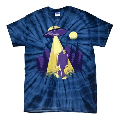 Aliens Kidnapping Bigfoot Tie-Dye T-Shirt