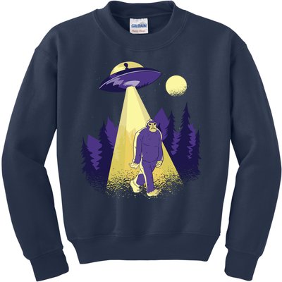 Aliens Kidnapping Bigfoot Kids Sweatshirt