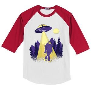 Aliens Kidnapping Bigfoot Kids Colorblock Raglan Jersey