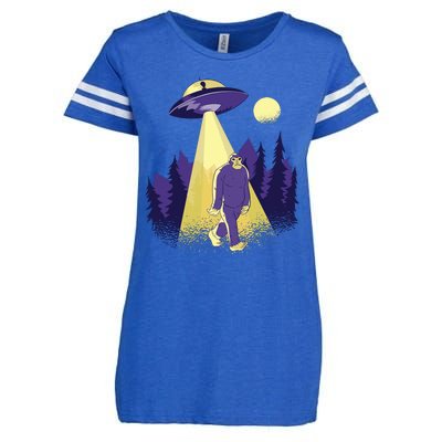 Aliens Kidnapping Bigfoot Enza Ladies Jersey Football T-Shirt