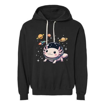 Axolotl Kawaii Cute Axolotls Astronaut Planets Space Garment-Dyed Fleece Hoodie