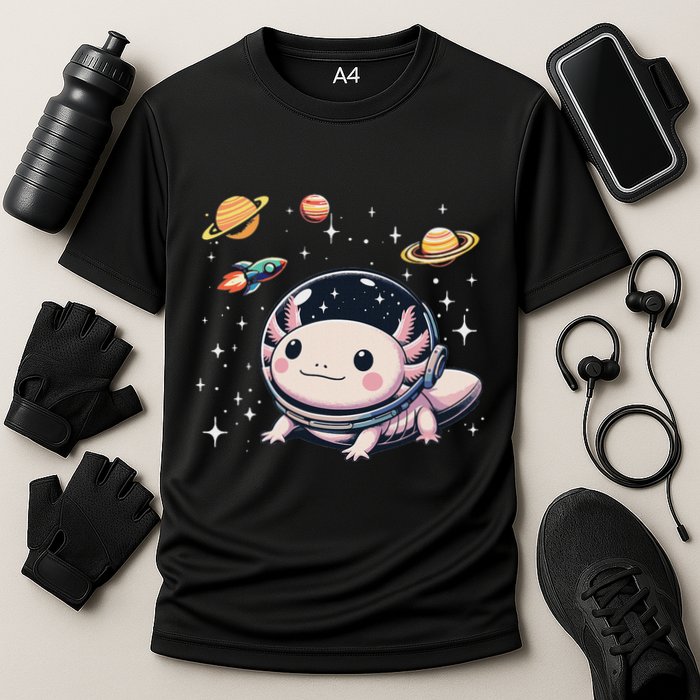 Axolotl Kawaii Cute Axolotls Astronaut Planets Space Performance Shirt