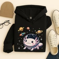 Axolotl Kawaii Cute Axolotls Astronaut Planets Space Hoodie