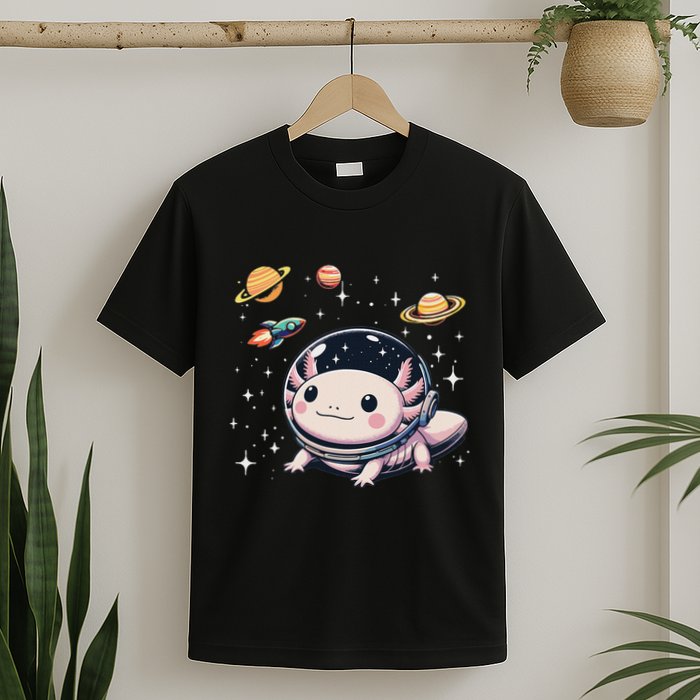 Axolotl Kawaii Cute Axolotls Astronaut Planets Space T-Shirt