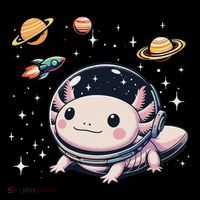 Axolotl Kawaii Cute Axolotls Astronaut Planets Space Tall T-Shirt