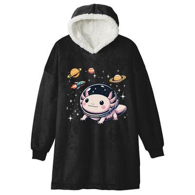 Axolotl Kawaii Cute Axolotls Astronaut Planets Space Hooded Wearable Blanket