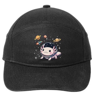 Axolotl Kawaii Cute Axolotls Astronaut Planets Space 7-Panel Snapback Hat