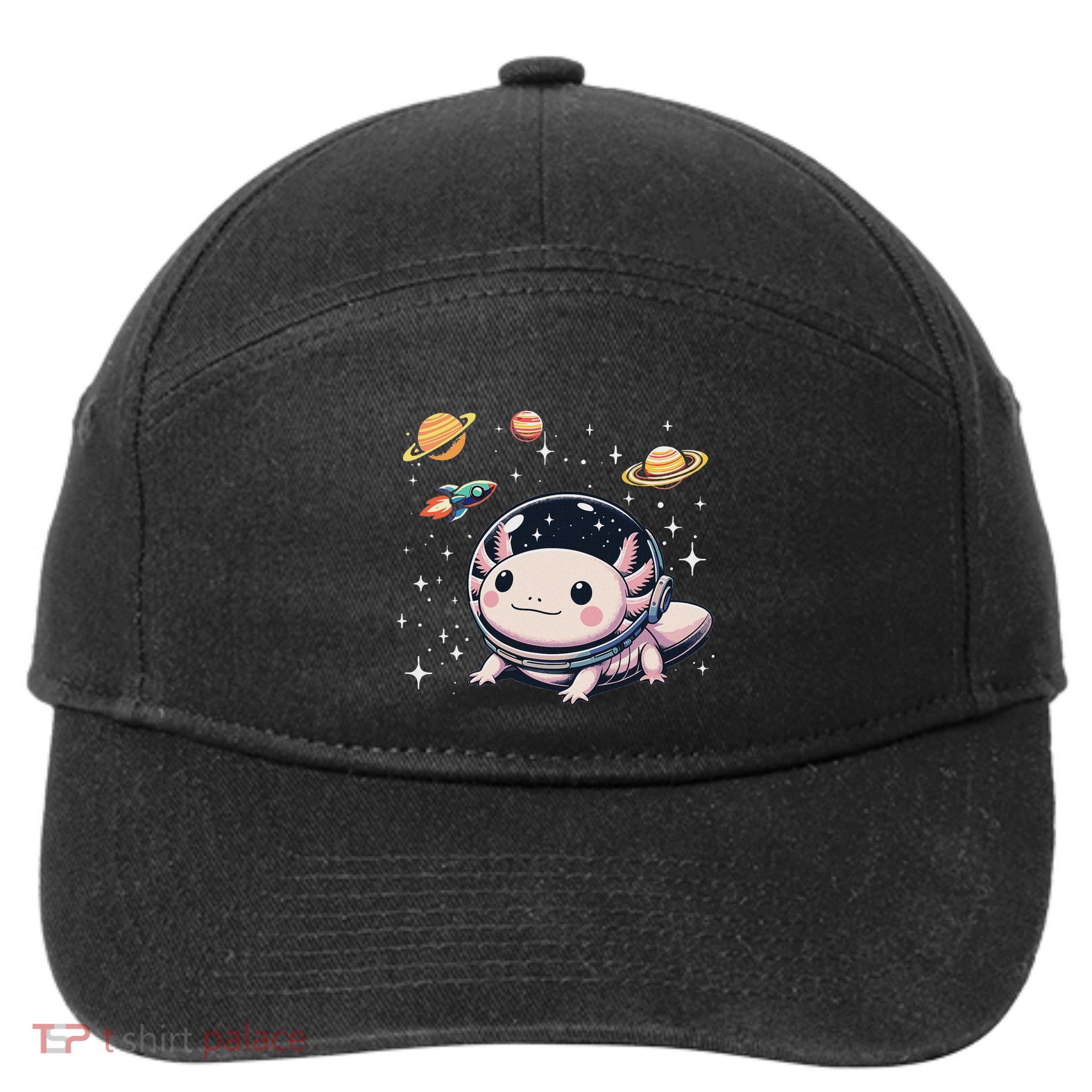 Axolotl Kawaii Cute Axolotls Astronaut Planets Space 7-Panel Snapback Hat
