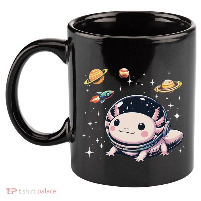 Axolotl Kawaii Cute Axolotls Astronaut Planets Space 11oz C Handle Ceramic Mug