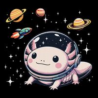 Axolotl Kawaii Cute Axolotls Astronaut Planets Space 16 in Basic Backpack
