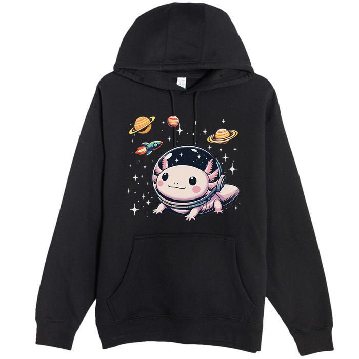 Axolotl Kawaii Cute Axolotls Astronaut Planets Space Premium Pullover Hoodie