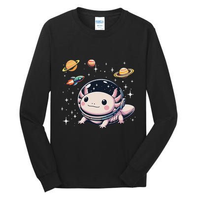 Axolotl Kawaii Cute Axolotls Astronaut Planets Space Tall Long Sleeve T-Shirt