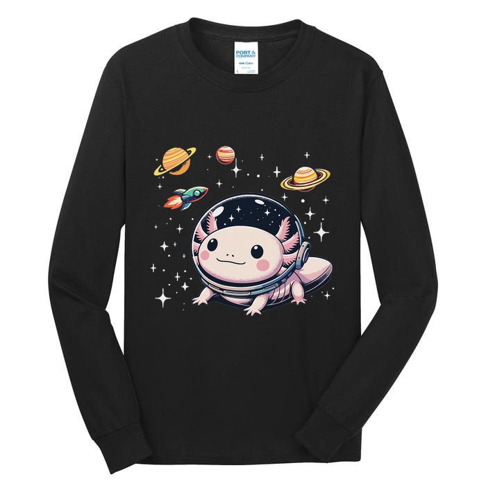 Axolotl Kawaii Cute Axolotls Astronaut Planets Space Tall Long Sleeve T-Shirt