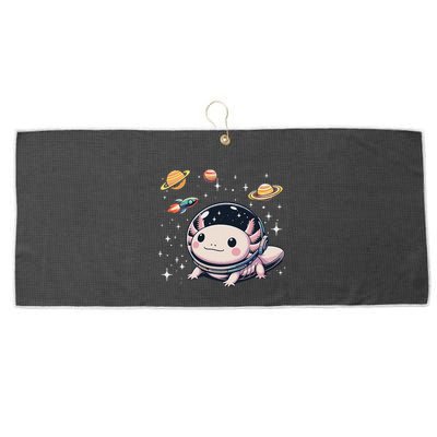 Axolotl Kawaii Cute Axolotls Astronaut Planets Space Large Microfiber Waffle Golf Towel