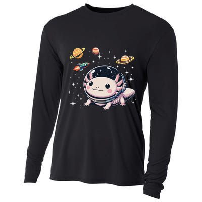 Axolotl Kawaii Cute Axolotls Astronaut Planets Space Cooling Performance Long Sleeve Crew