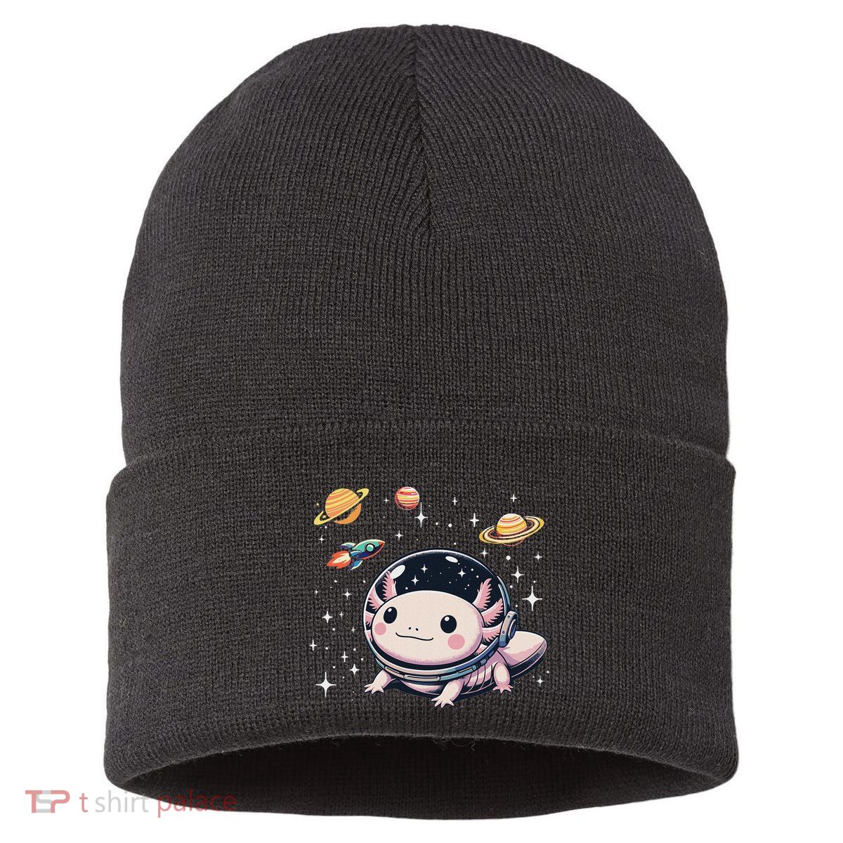 Axolotl Kawaii Cute Axolotls Astronaut Planets Space Sustainable Knit Beanie