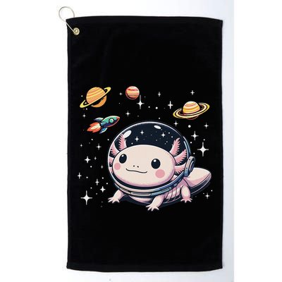 Axolotl Kawaii Cute Axolotls Astronaut Planets Space Golf Towel
