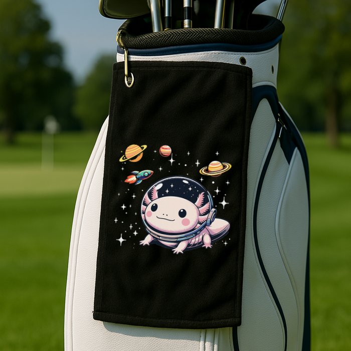 Axolotl Kawaii Cute Axolotls Astronaut Planets Space Golf Towel