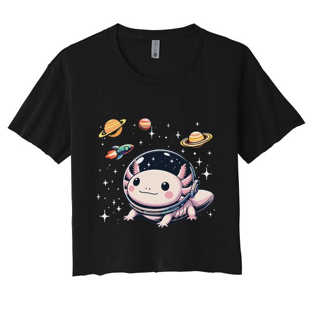 Axolotl Kawaii Cute Axolotls Astronaut Planets Space Crop Top
