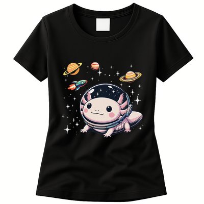 Axolotl Kawaii Cute Axolotls Astronaut Planets Space Womens T-Shirt
