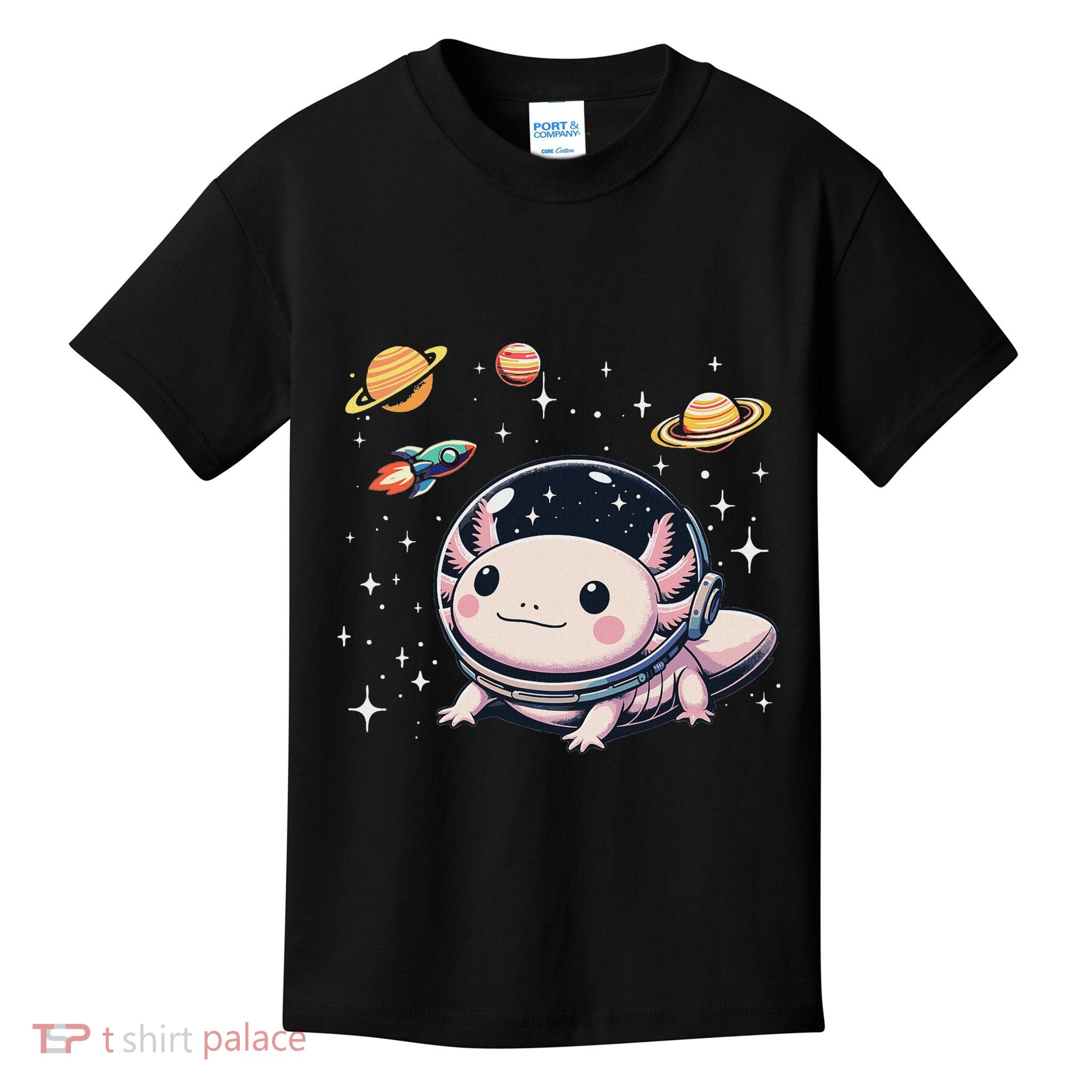 Axolotl Kawaii Cute Axolotls Astronaut Planets Space Kids T-Shirt